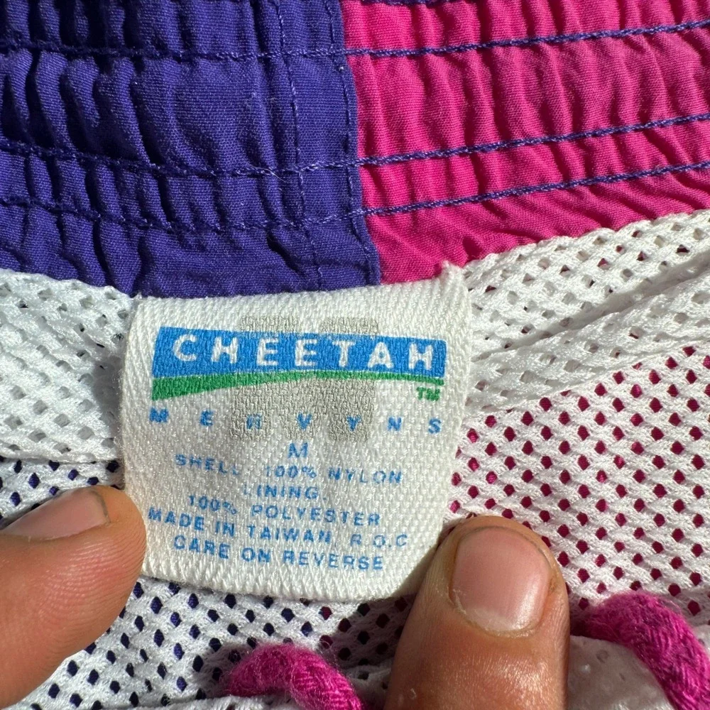Cheetah Men's Vintage Colorblock Nylon Swim Trunks Multicolor Size Medium